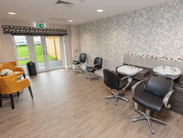 A photo inside the beauty salon at Castlestead View