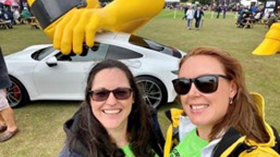 Photo of Corrinne, Strategic Operations Officer, on one of her volunteer days with a friend