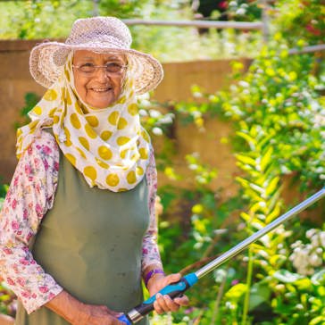 A Retirement Living resident in the garden