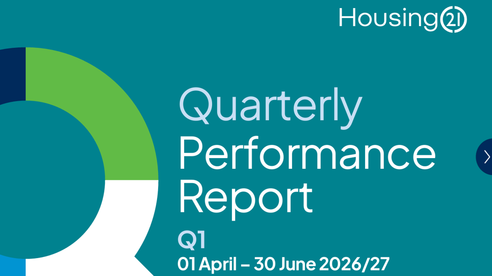 Front cover of the quarterly performance report