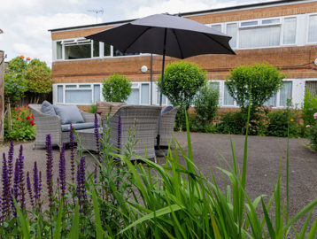 Outdoor seating area at Drake Court