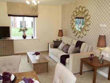Living room inside an apartment of the show home