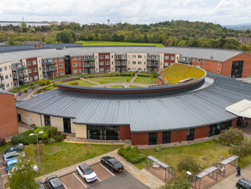 A birdseye view photo from above Broad Meadow Village