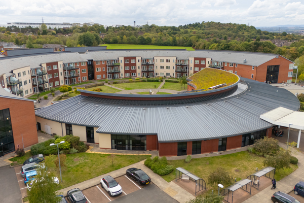 A birdseye view photo from above Broad Meadow Village