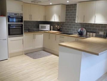 The communal kitchen area at Absalom Court