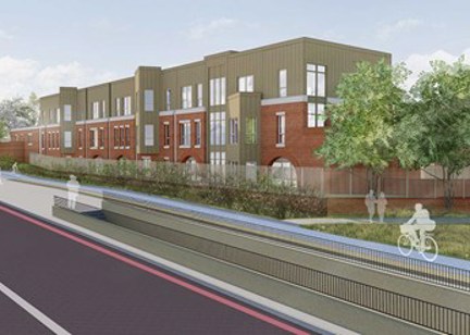 A CGI image of the exterior of Chainwalk cohousing scheme. 