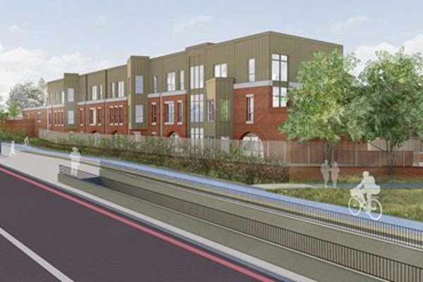 A CGI image of the exterior of Chainwalk cohousing scheme. 