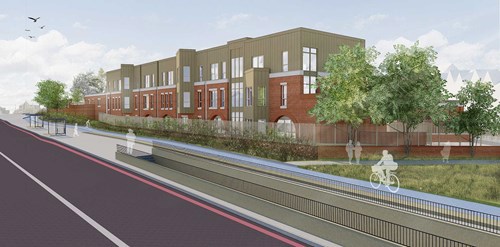 A CGI image of the exterior of Chainwalk cohousing scheme.