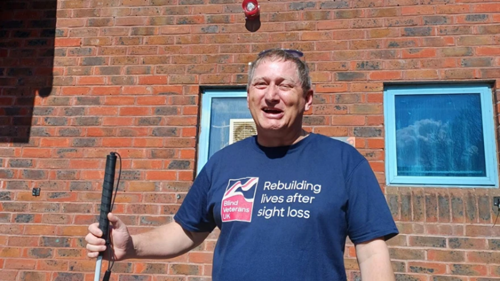 Picture of resident, Lee, preparing for his swim