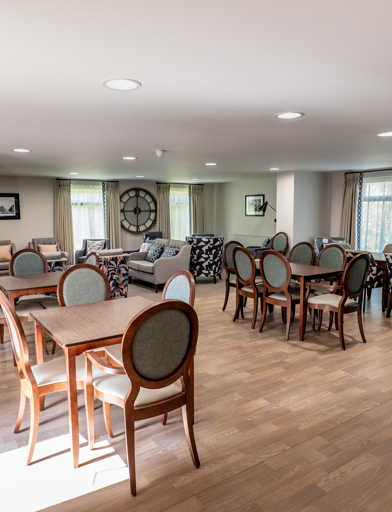 William Griffiths Court internal shot: Dining room area with tables and chairs 