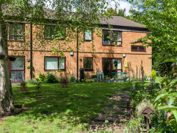 Miller Court External: Gardens including a tree, potted plants and grasses