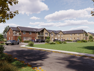 A CGI image of the exterior of Michaelmas scheme. 