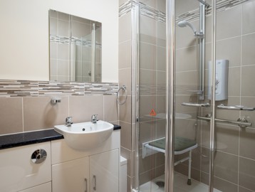Accessible bathroom with walk-in shower
