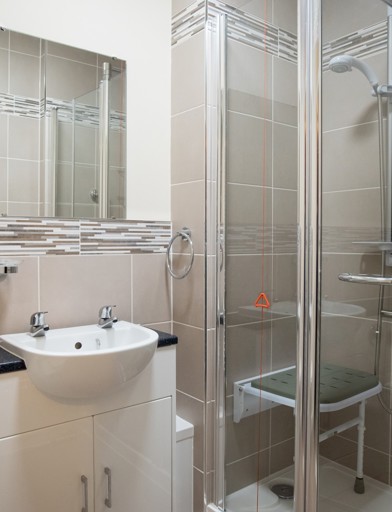 Accessible bathroom with walk-in shower
