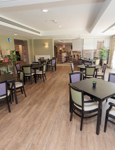 Inside the restaurant at Bowland View. Featuring a number of chairs around tables