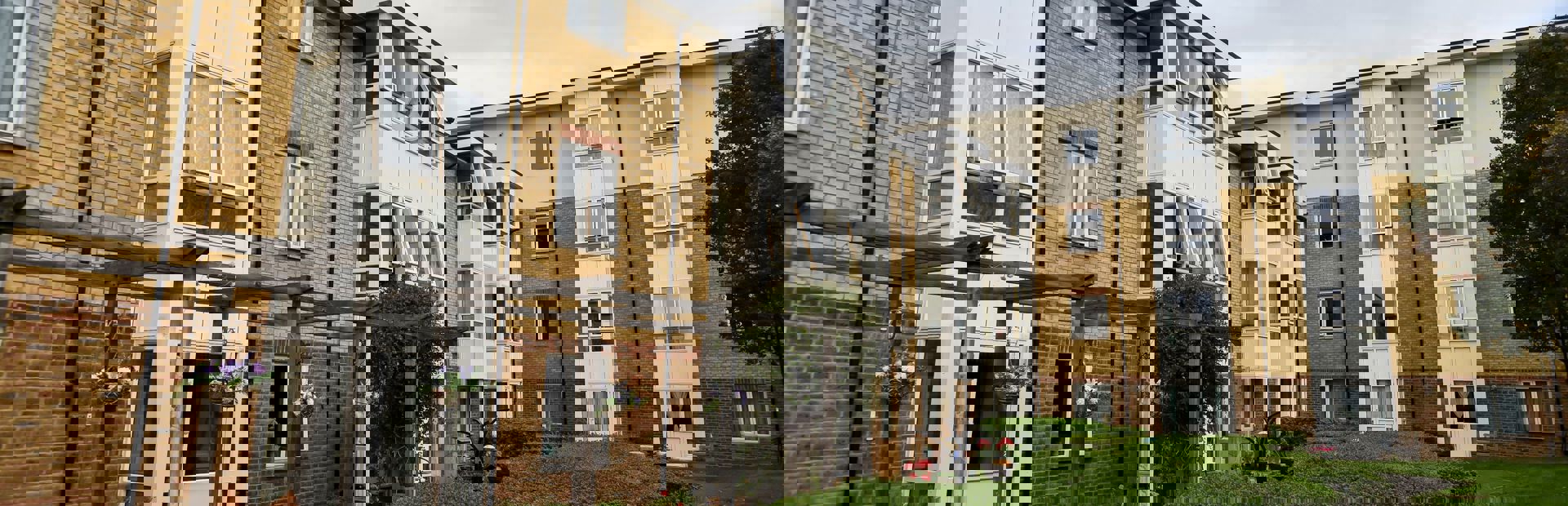 Path alongside the scheme with long hedgerow