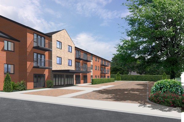 A CGI rendering of the front of the Aldaniti Court in Guisborough.