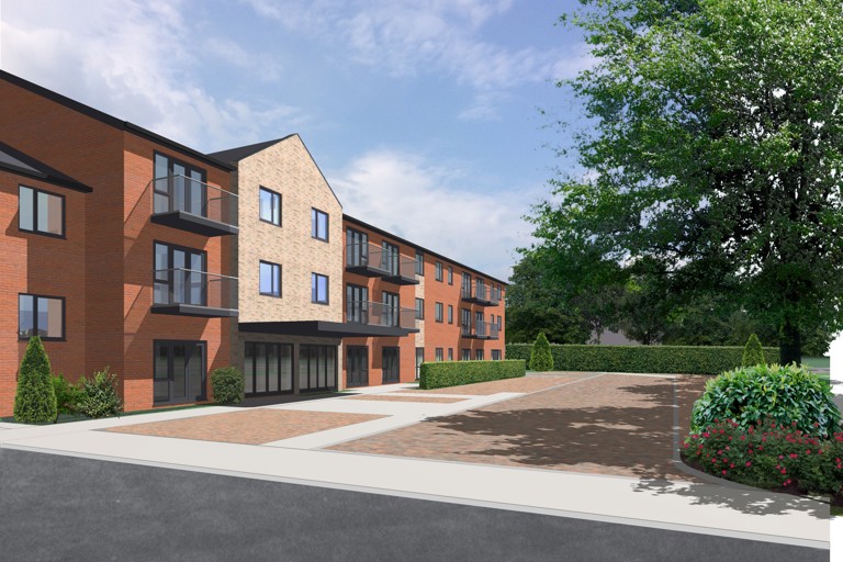 A CGI rendering of the front of the Aldaniti Court in Guisborough.
