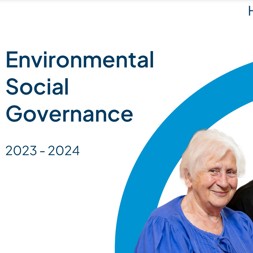 the front cover of the ESG report featuring two smiling residents