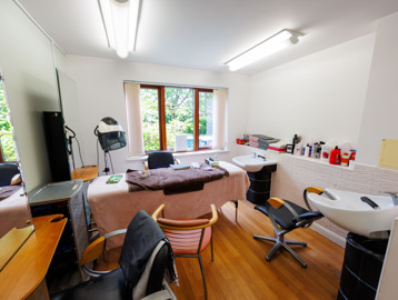 Hair and beauty salon area inside Mere View Court