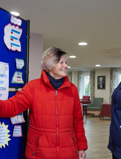 EC Linskill Park Careworker Resident Talking Noticeboard 