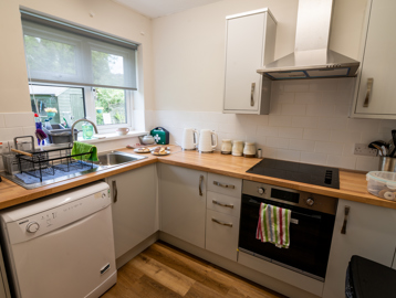 Kitchen with sink, dishwater, oven and hob