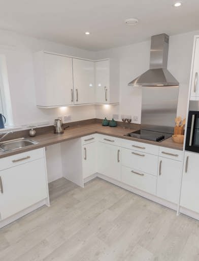 A photo of the open plan kitchen in a bungalow at Castlestead View 