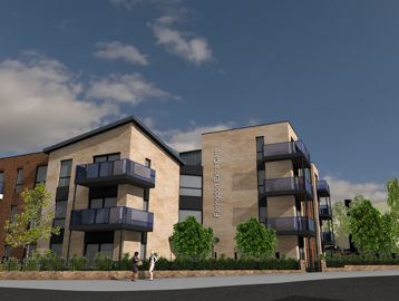 A CGI of the outer building of Fern Meadows 