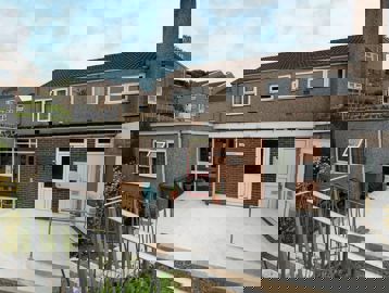 Outside space to the back of the scheme with steps down to the back door