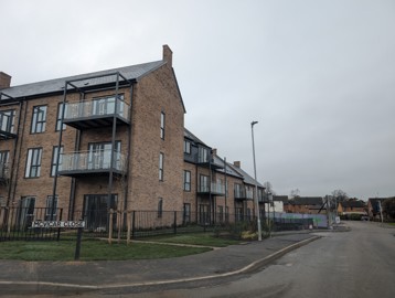 Side view of Extra Care scheme Roman Court. 