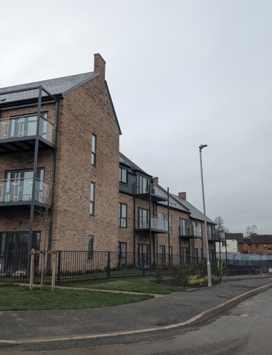 Side view of Extra Care scheme Roman Court.  