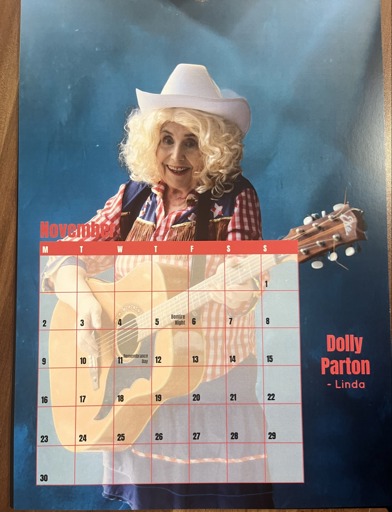 Resident dressed up as Dolly Parton for November  