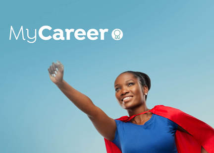 My career logo - image of a woman wearing a cape. Your career can take off at Housing 21