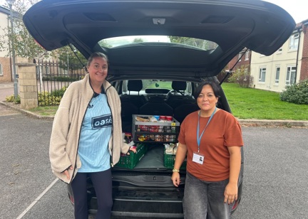 Image of individuals with donations